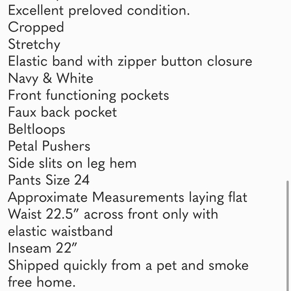 #46 Lane Bryant The Allie Crop Navy White Petal Pushers Pants Size 24 - Picture 3 of 6